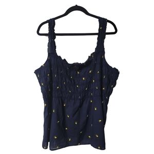 Lane Bryant Navy Ruched Lemon Tank Top Size 18